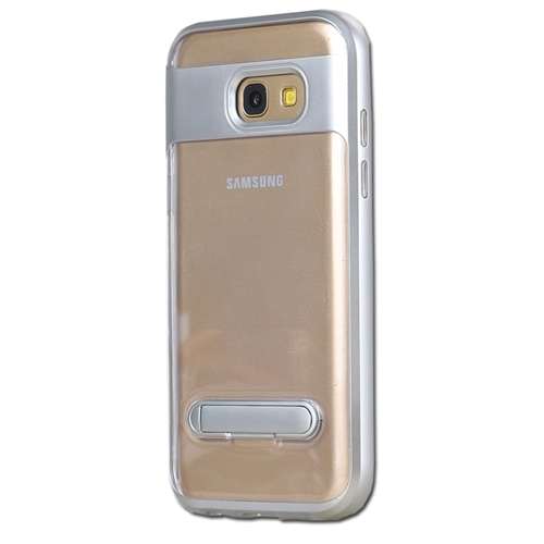 For Samsung Galaxy J5 2016 J510 Transparent TPU Case With Stander Silver