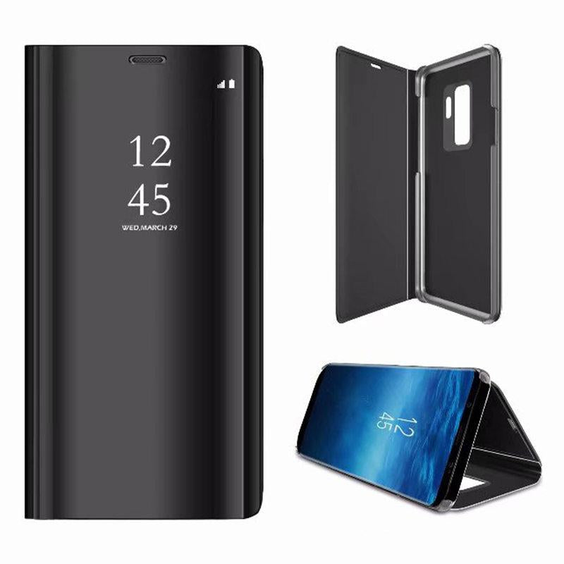 For Samsung Galaxy S10e Clear View Standing Wallet Case Black