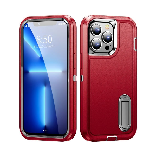 For Samsung Galaxy S25 Triple Defender With Stander Case Red