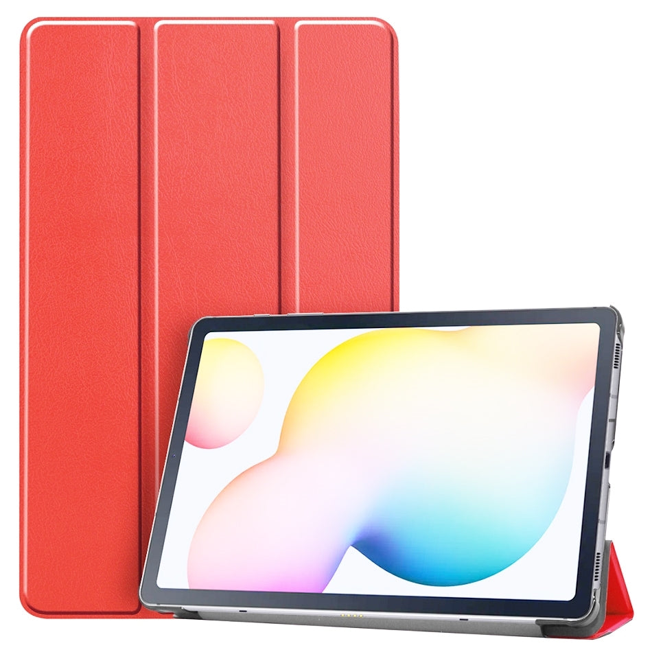 For Samsung Galaxy Tab S9 2023 TPU Tri Fold Pen Slot Wallet Case Red