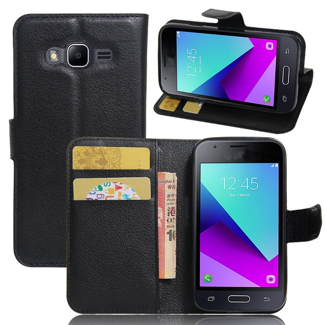 For Samsung Galaxy J1 Mini Prime Wallet Case Black
