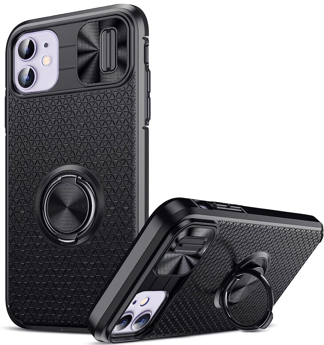 For Apple iPhone 12/12 Pro Autofocus Slide Camera Cover Ring Case Black