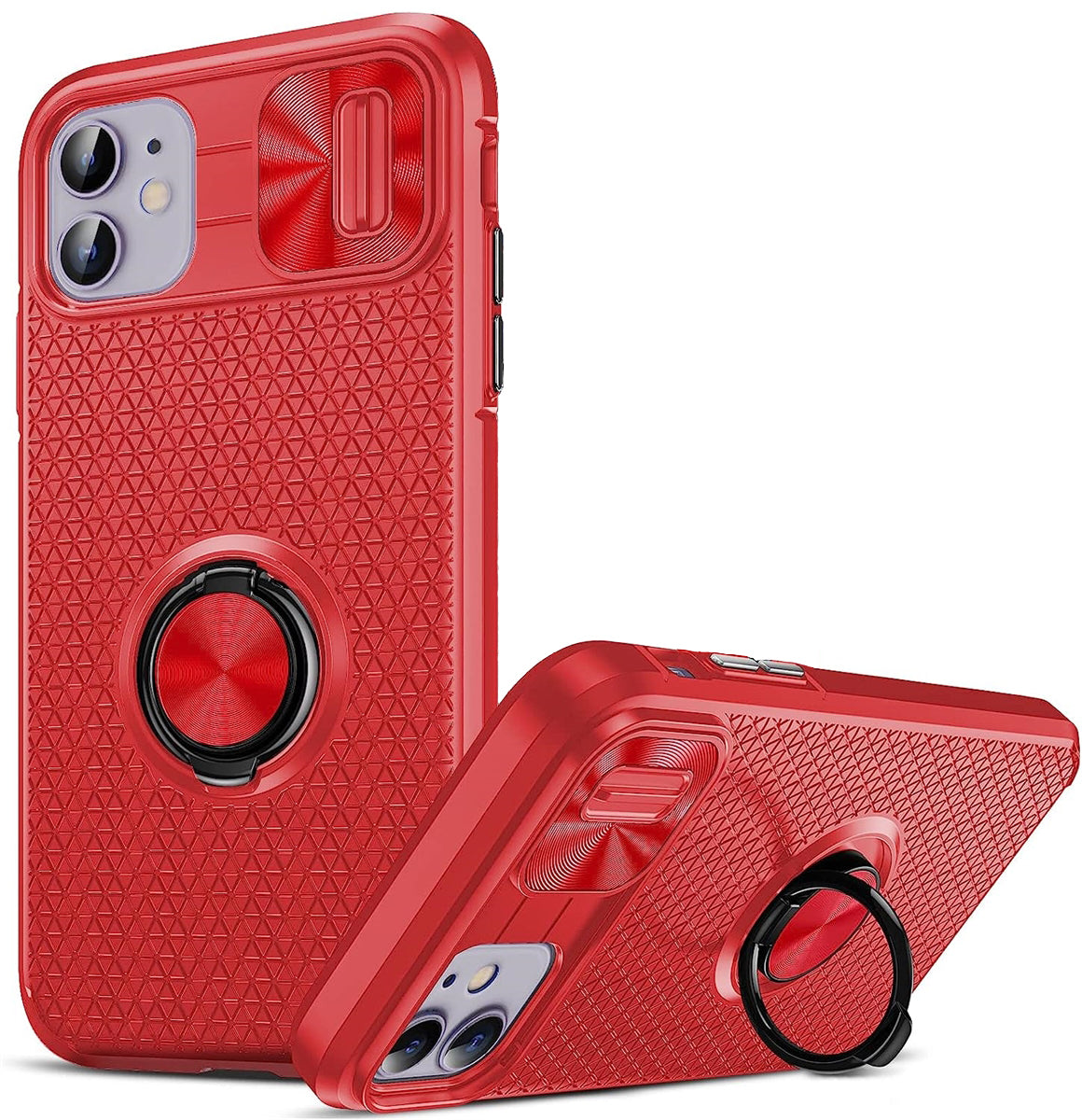 For Apple iPhone 12/12 Pro Autofocus Slide Camera Cover Ring Case Red