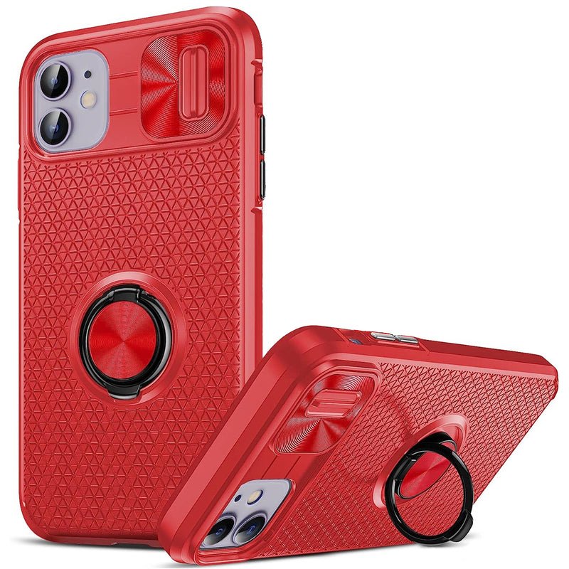 For Samsung Galaxy A23/A13 4G/A13 5G/Mi 13 5G/A04/A04S Autofocus Slide Camera Cover Ring Case Red