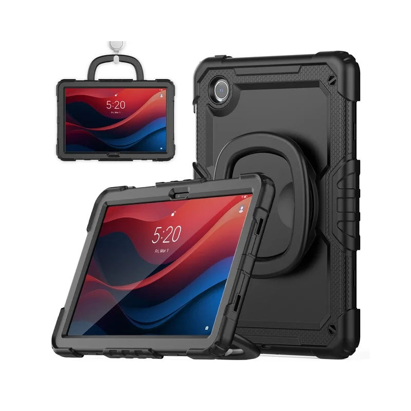 For Samsung Galaxy Tab A8 10.5" Survivor Symmetry Ring Stand Hard Case Black