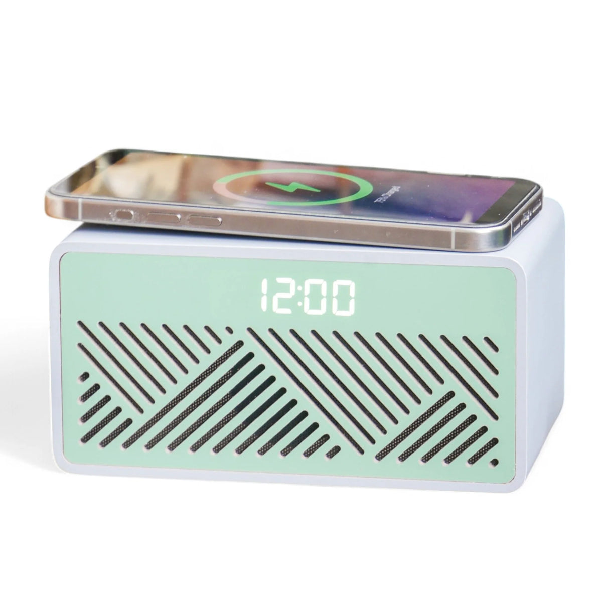 Rise Mix Wireless Phone Charger Bluetooth Speaker & Alarm Clock - Grey Green