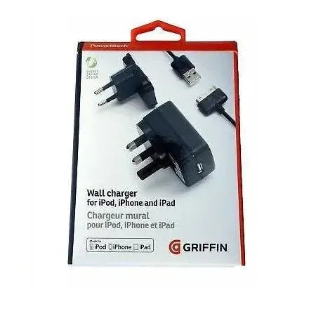 Griffin iPhone/iPad 10W Quick Safe USB 5V/2.1A Charger UK/EU Set Black