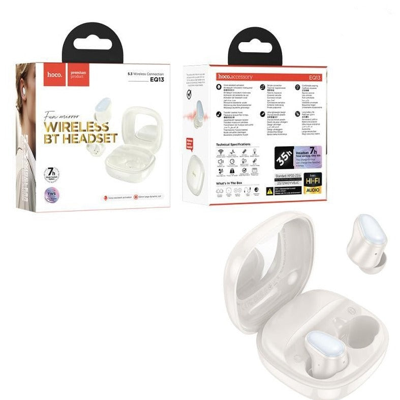 Hoco EQ13 Sports TWS Bluetooth Earbuds White-www.firsthelptech.ie