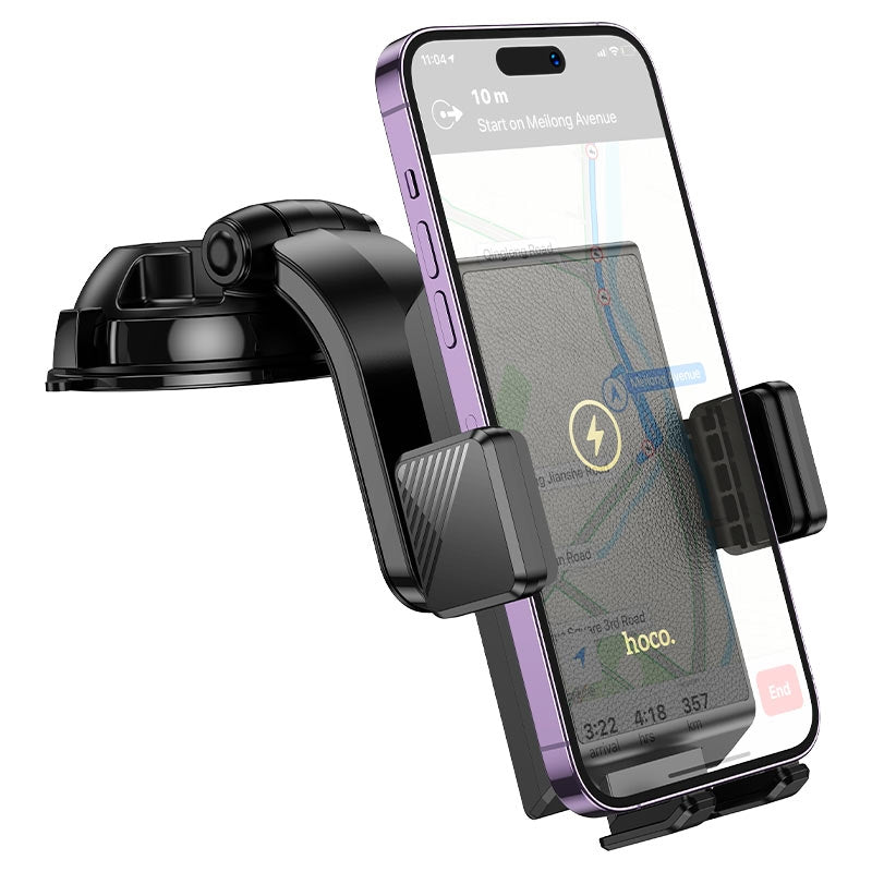 Hoco HW22 Precious Wireless Dash Fast Charging Car Holder 15W Black-www.firsthelptech.ie