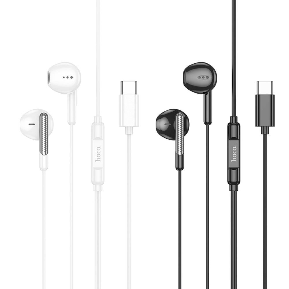 Hoco M123 Glory Universal Digital Audio Earphones with Mic Type-C White-www.firsthelptech.ie