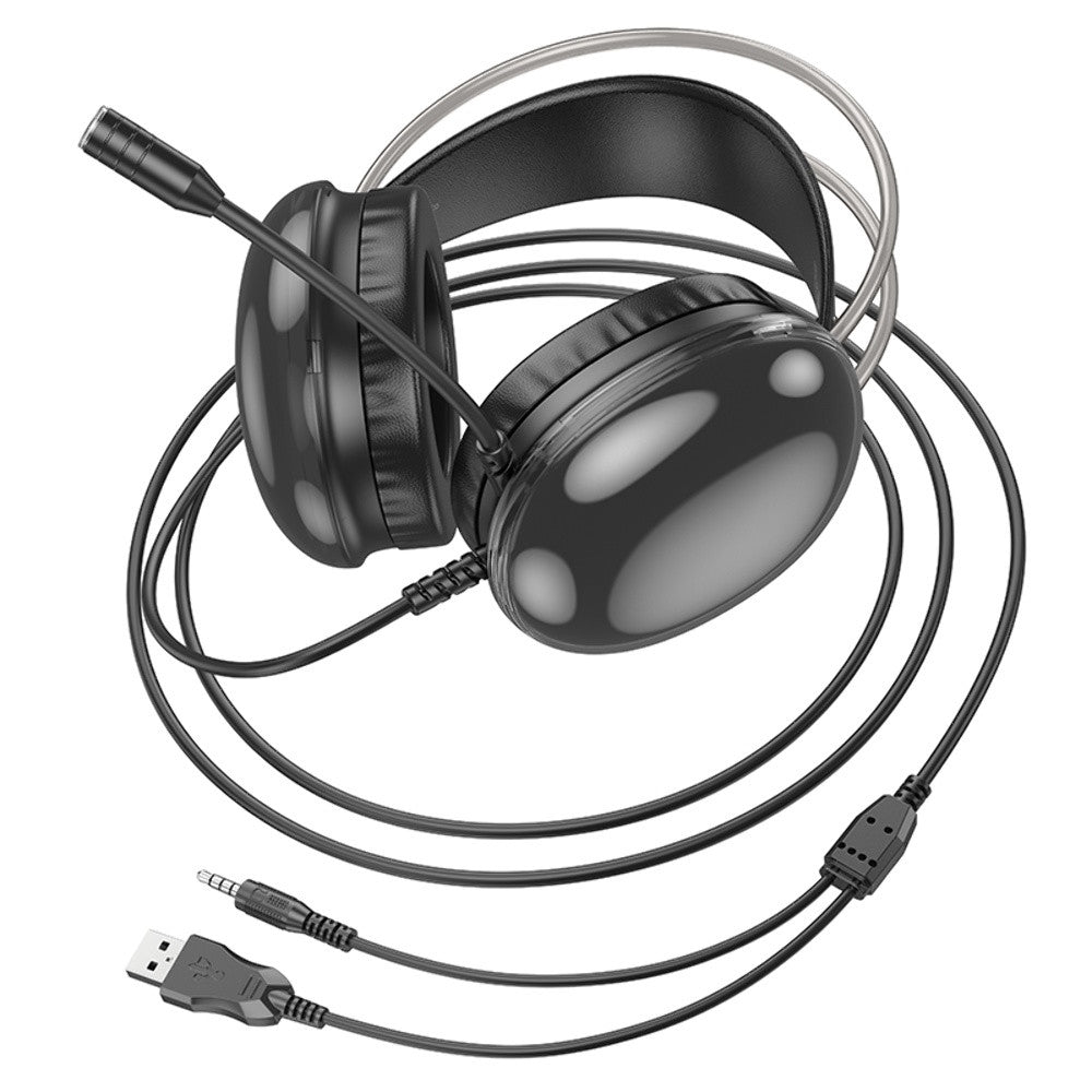 Hoco W109 Rich Elegant Back Light Gaming Headphones Black