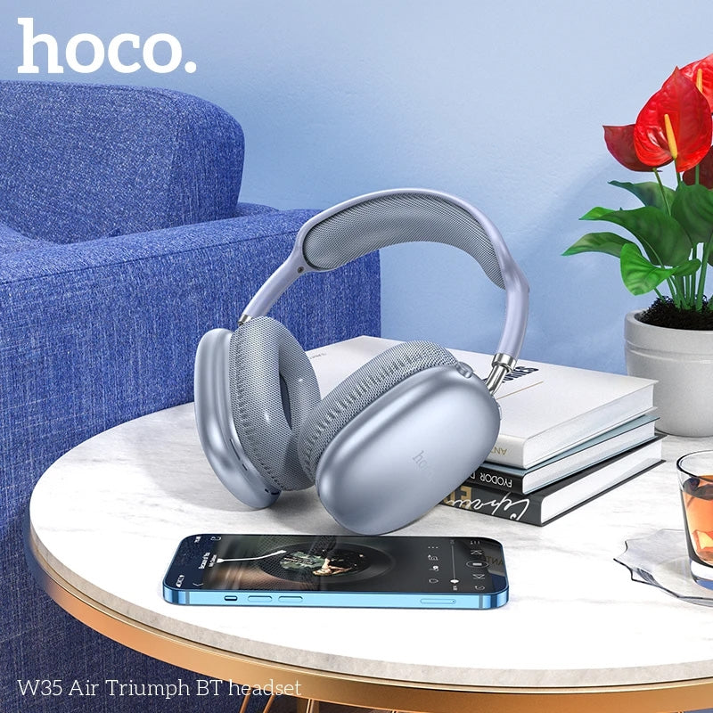 Hoco W35 Free 40h Wireless BT Built-in MP3 Headphone Blue-www.firsthelptech.ie