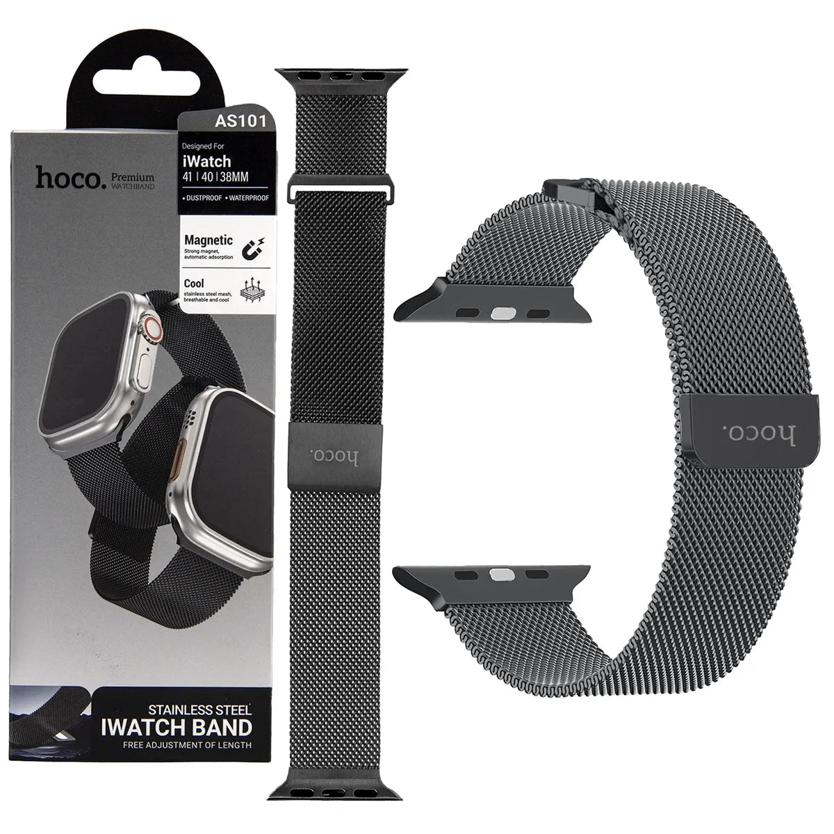 Hoco AS101 Milan Double-Section Loop Magnetic Watchband For iWatch 42/44/45/49mm Silver