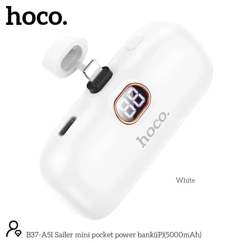 Hoco B37-A5I Sailer Mini Pocket iP Capsule Power Bank 5000mAh White