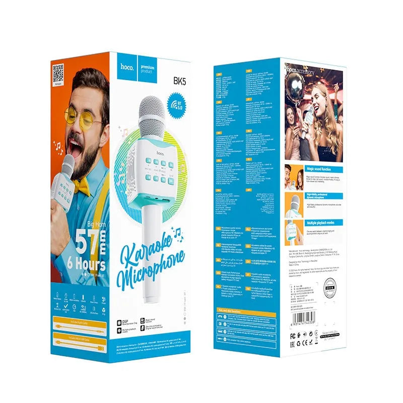 Hoco BK5 KTV Wireless BT5.0 Karaoke Microphone Blue