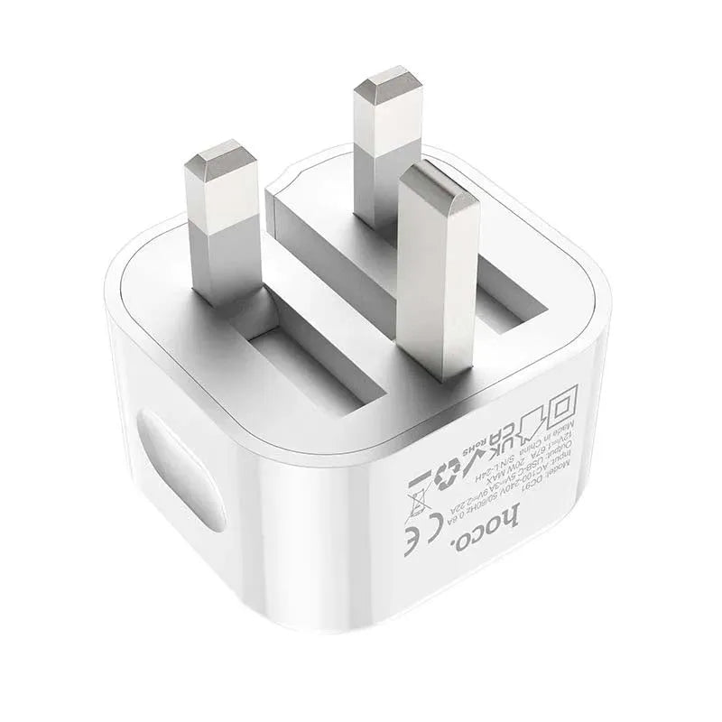 Hoco C155B Original Foldable Single Port PD 20W Charger White