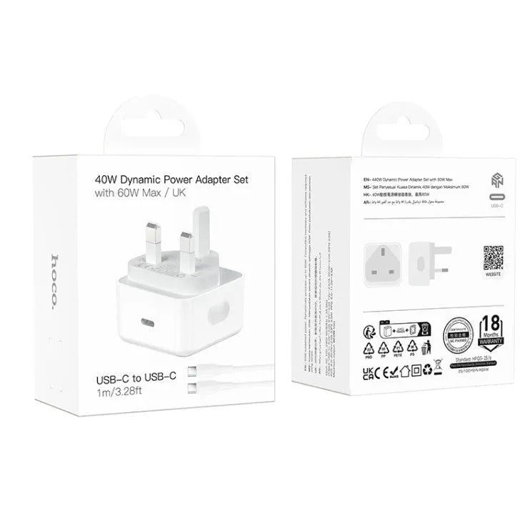 Hoco C161B Dynamic Speed Single Port PD 40W Charger UK