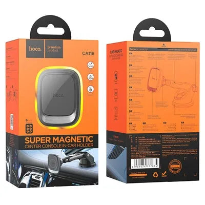 Hoco CA116 Blue Shark Center Console Magnetic Car Holder Metal Gray