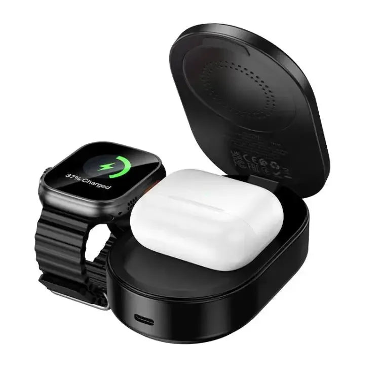 Hoco CQ23 Pole Qi2.2 3 In 1 Magnetic Wireless Fast Charger Black
