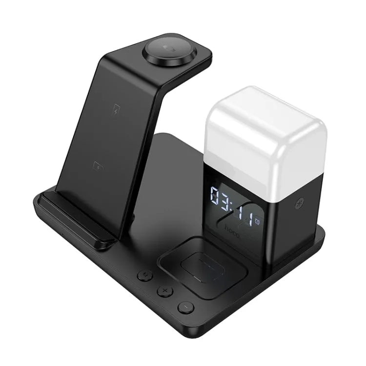 Hoco CQ9 Crown 3-in-1 Night Light Wireless Fast Charger with Clock 15W Black