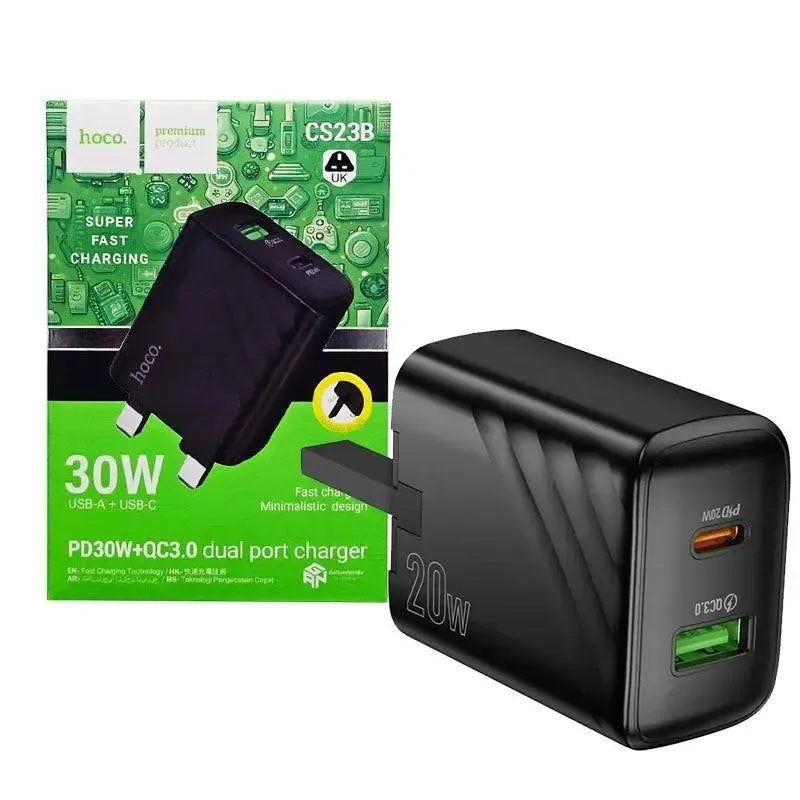 Hoco CS23B Sunlight PD / QC3.0 Charger 30W Black