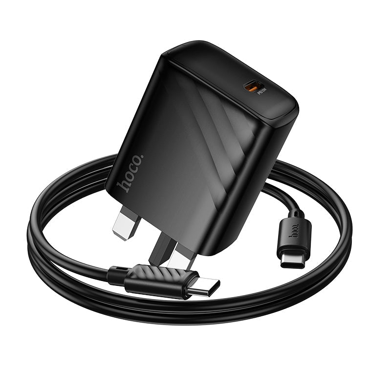 Hoco CS24B Single-Port Type-C PD25W Charger Set C To C Black