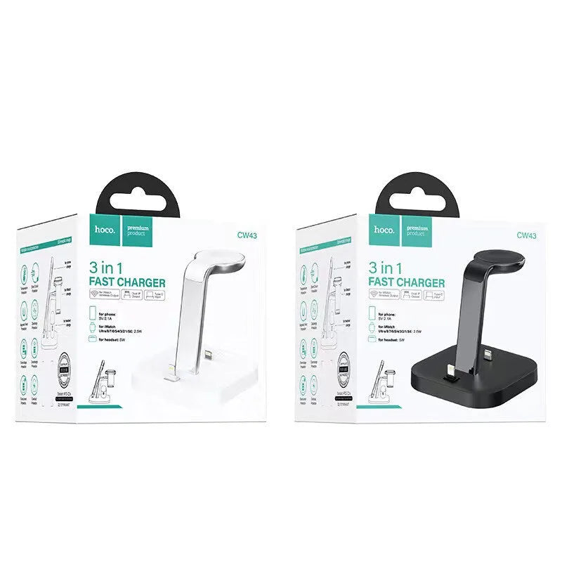 Hoco CW43 Graceful 3-In-1 Charging Dock Stand White