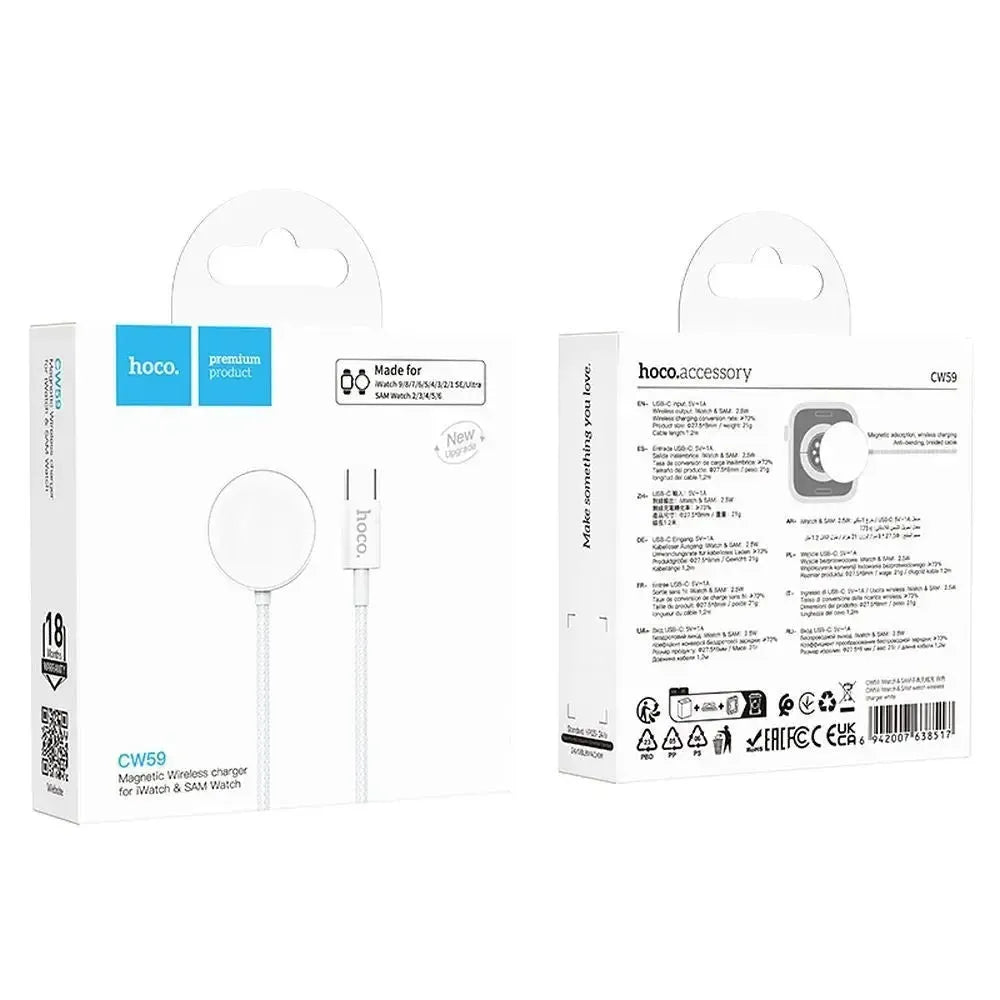 Hoco CW59 Type-C iWatch＆SAM Watch Wireless Charger White