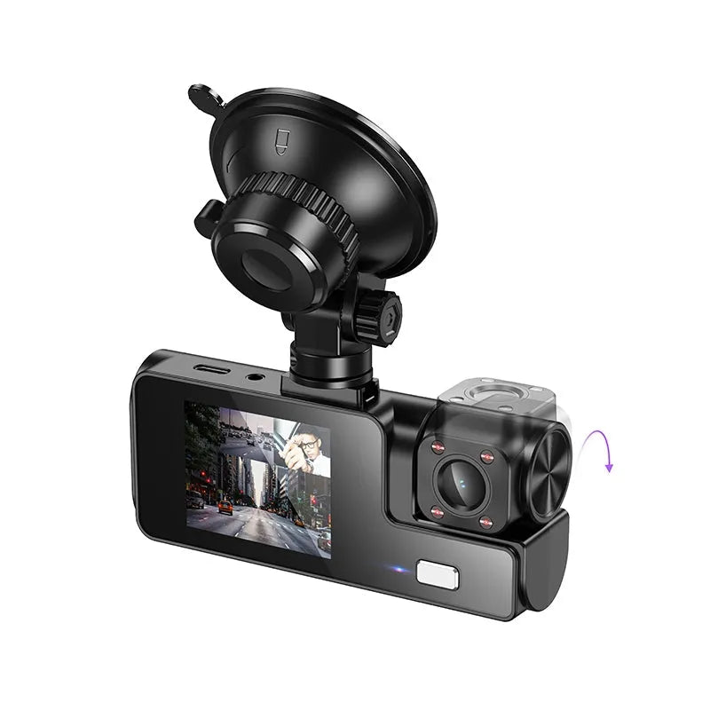 Hoco DI60 World Three-Screen Simultaneous Display Dash Cam WiFi Version Black