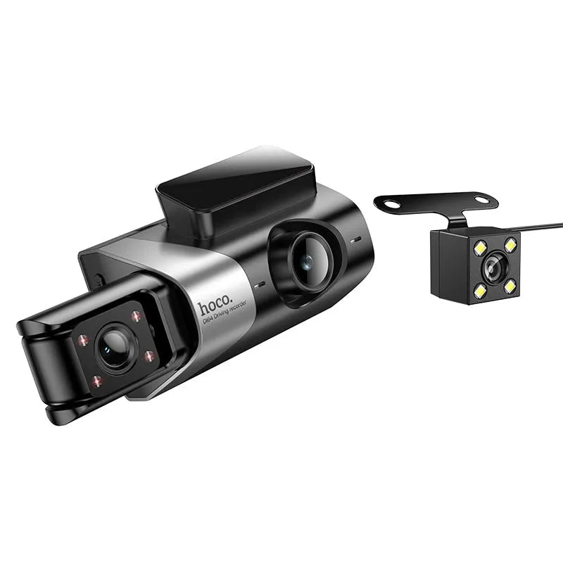 Hoco DI64 Triumph Three-Screen Simultaneous Display Dash Cam WiFi Version Black