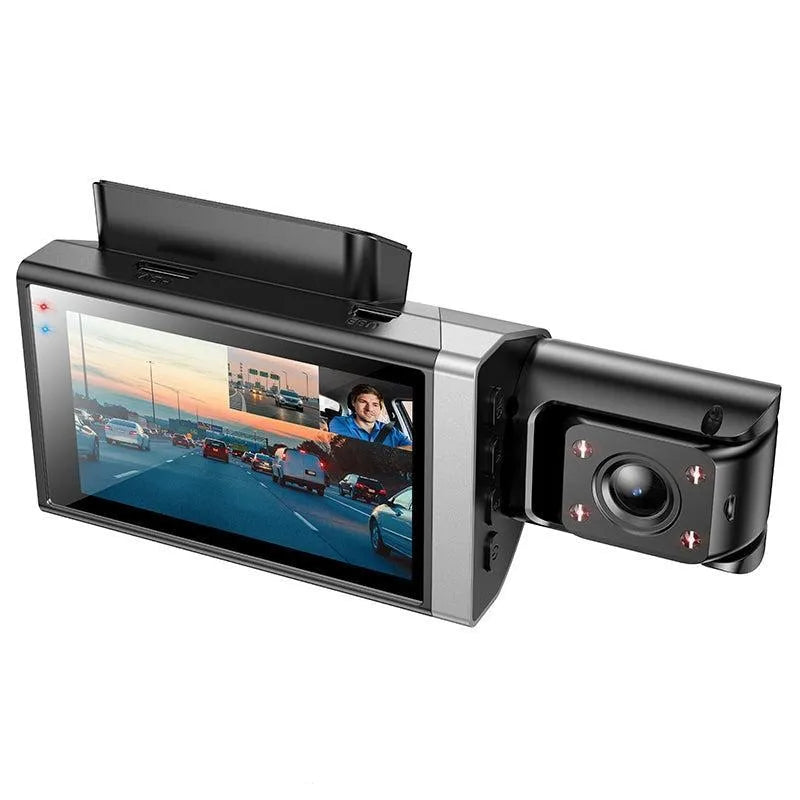 Hoco DI64 Triumph Three-Screen Simultaneous Display Dash Cam WiFi Version Black