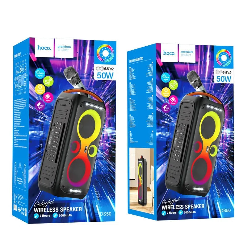 Hoco DS50 Magnificent Dual 6.5" LED BT Heavy Bass Speaker