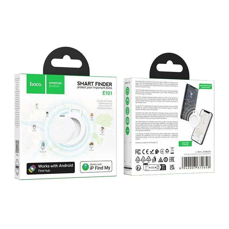 Hoco E101 Find My Device IOS & Android Dual Anti-Lost Device White