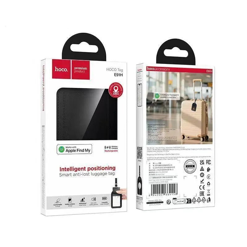 Hoco E91H Tiger Smart Anti-Lost Luggage Tag Wireless Charging Black