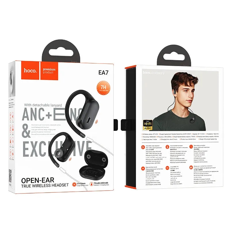 Hoco EA7 Suerte ANC+ENC Open Ear True Wireless Earbuds Black