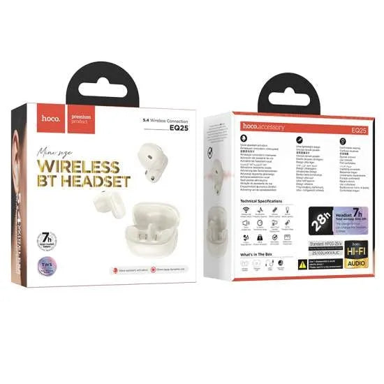 Hoco EQ25 Unimpeded Mini True Wireless BT Headset White