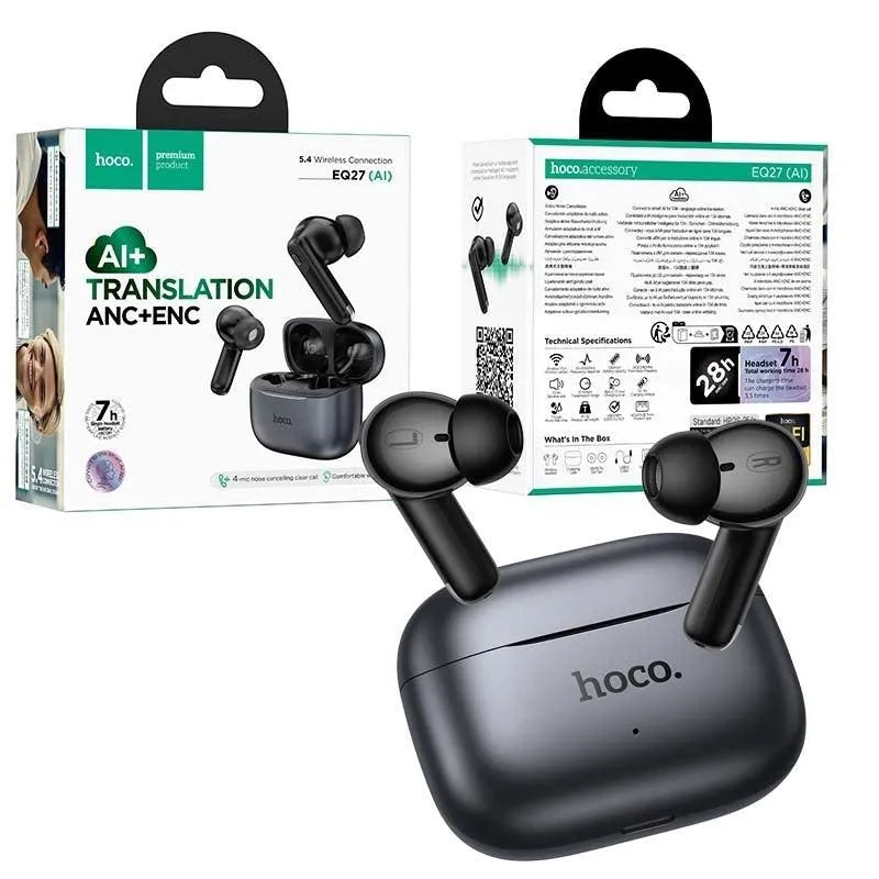 Hoco EQ27 Fun ANC+ENC Smart Ai Translation TWS Headset Metal Gray