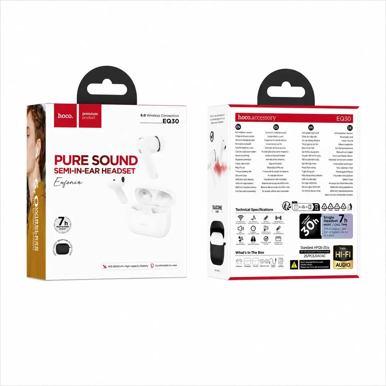 Hoco EQ30 Eufonia HiFi True Wireless BT6.0 Headset White