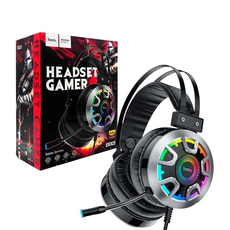 Hoco ESD05 Hi-Res Audio RGB Gaming Wired Headphones Black