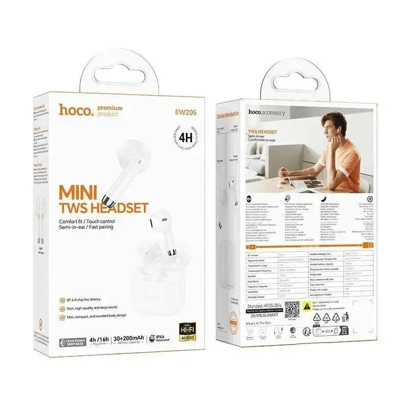 Hoco EW205 Peaceful Mini True Wireless BT Headset White