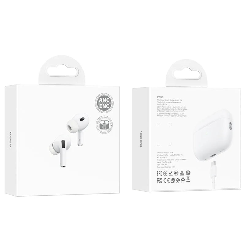 Hoco EW69 True Wireless ANC+ENC Noise Cancelling BT Headset White