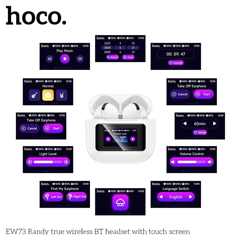 Hoco EW73 Touch Screen True wireless BT Headset White