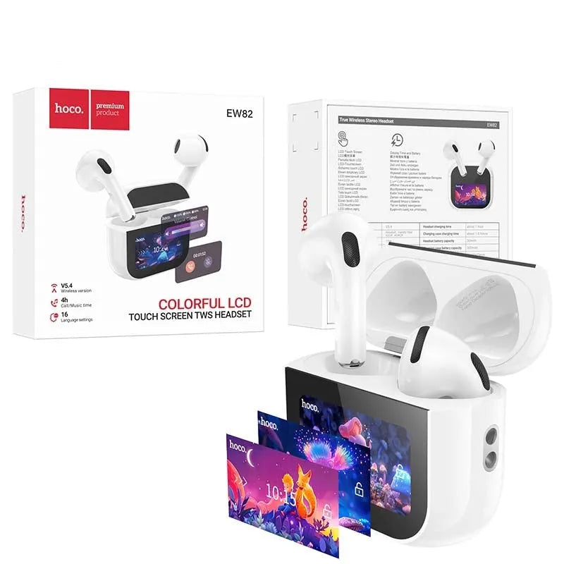 Hoco EW82 Sparkle TWS Intelligent Touch Screen BT Headset White
