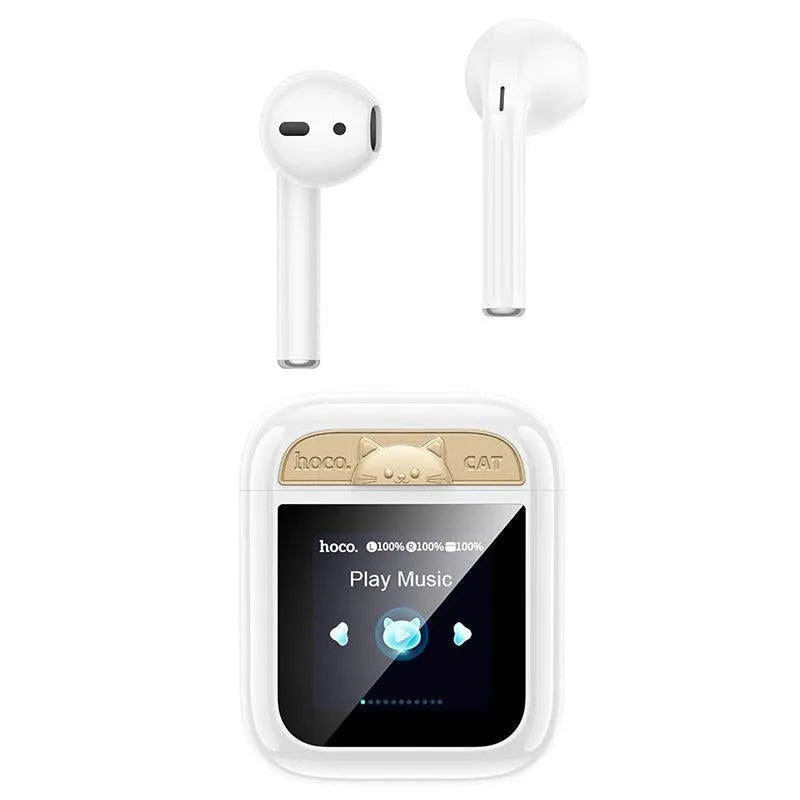 Hoco EW86 Cat Display True Wireless Touch Screen BT Headset White