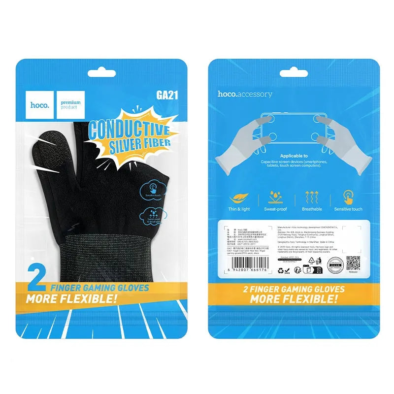 Hoco GA21 Eagle Claw Silver Fiber Two-Finger Gaming Gloves 2 PCS Pack