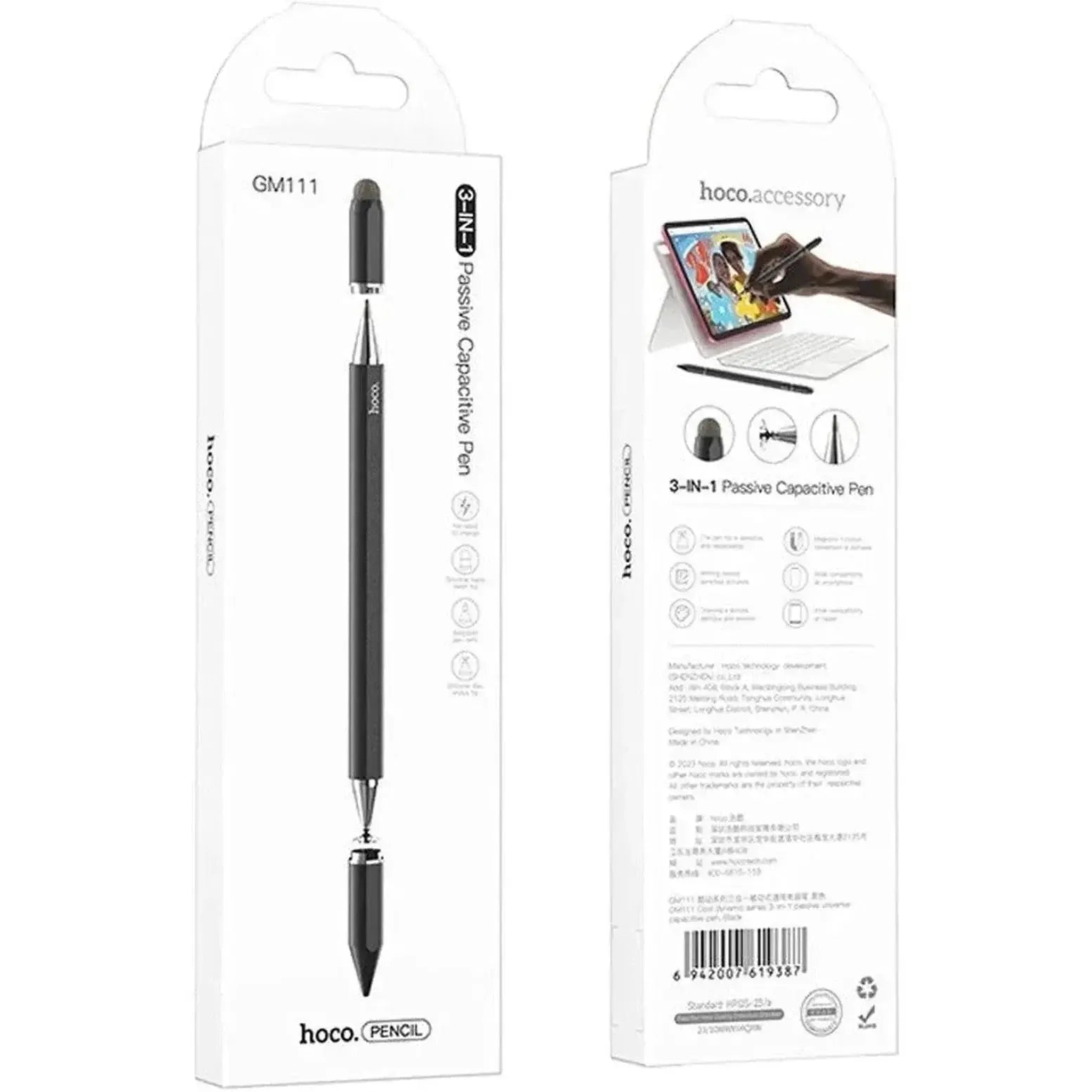 Hoco GM111 Cool Dynamic Series 3-In-1 Passive Universal Capacitive Pen Black