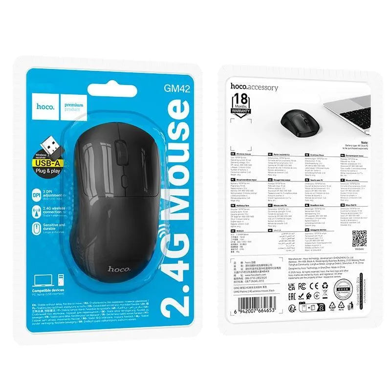 Hoco GM42 Platino 2.4G Business Wireless Mouse Black