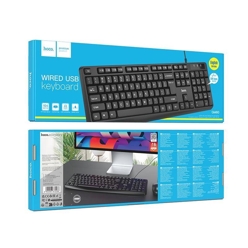 Hoco GM60 Cool Wired Profesional Office Keyboard Black