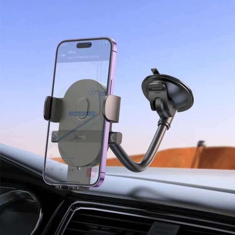 Hoco H20 Flexible Windshield Single Button Phone Holder Black