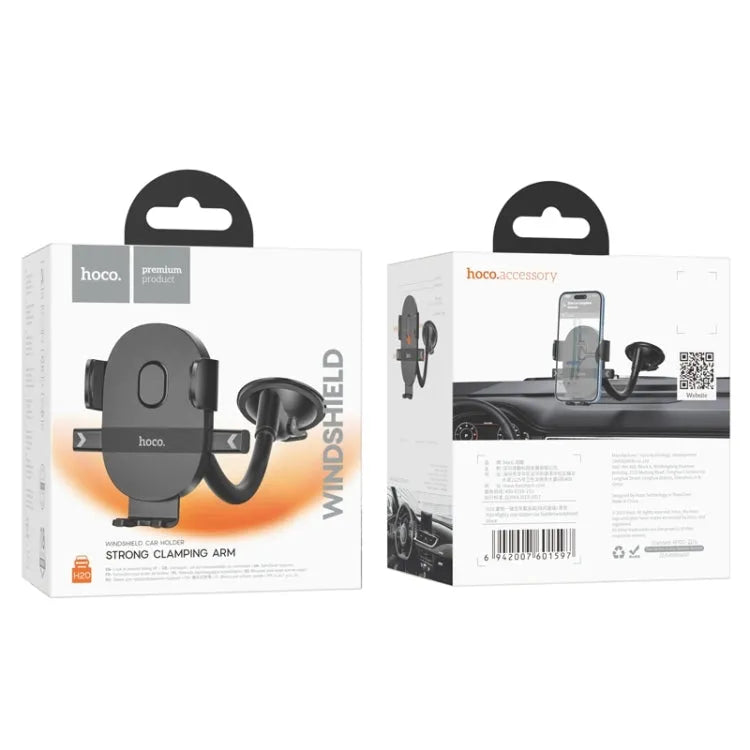 Hoco H20 Flexible Windshield Single Button Phone Holder Black